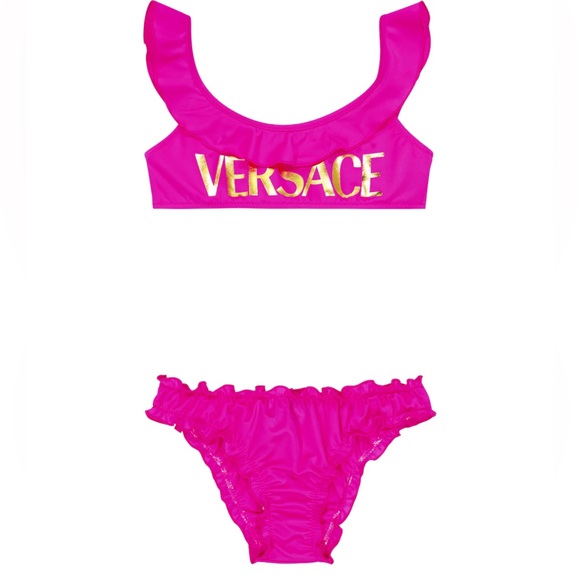 New Authentic VERSACE KIDS Logo ruffle-trimmed 👙 Bikini - Picture 3 of 13